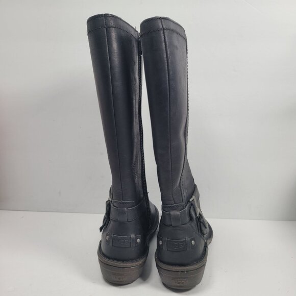 UGG Women’s Rosen Black Leather Tall Zip Up Boots S/N1008210 US Size 6 - Picture 4 of 12